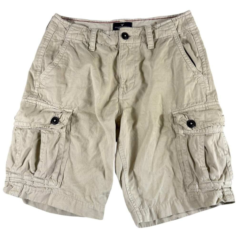 Vintage American Eagle Cargo Shorts Mens 30 Tan Khaki Relaxed Workwear Grunge